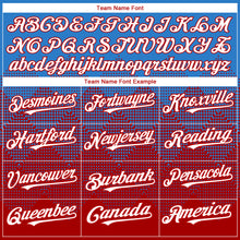 Load image into Gallery viewer, Custom Electric Blue White-Red 3D Gradient Square Shape Authentic Baseball Jersey
