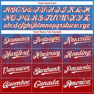 Custom Electric Blue White-Red 3D Gradient Square Shape Authentic Baseball Jersey