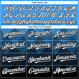 Custom Electric Blue White-Black 3D Gradient Square Shape Authentic Baseball Jersey
