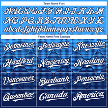 Load image into Gallery viewer, Custom Electric Blue White-Navy 3D Gradient Square Shape Authentic Baseball Jersey
