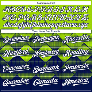 Custom Neon Green White-Navy 3D Gradient Square Shape Authentic Baseball Jersey