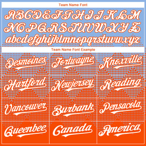 Custom Light Blue White-Orange 3D Gradient Square Shape Authentic Baseball Jersey