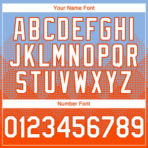 Custom Light Blue White-Orange 3D Gradient Square Shape Authentic Baseball Jersey