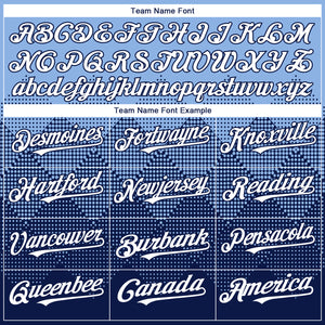 Custom Light Blue White-Navy 3D Gradient Square Shape Authentic Baseball Jersey