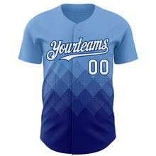 Load image into Gallery viewer, Custom Light Blue White-Royal 3D Gradient Square Shape Authentic Baseball Jersey
