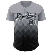 Load image into Gallery viewer, Custom Gray Black 3D Gradient Square Shape Authentic Baseball Jersey
