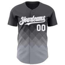 Load image into Gallery viewer, Custom Steel Gray White-Gray 3D Gradient Square Shape Authentic Baseball Jersey
