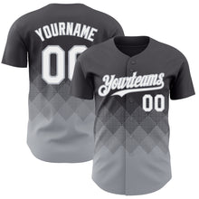 Load image into Gallery viewer, Custom Steel Gray White-Gray 3D Gradient Square Shape Authentic Baseball Jersey
