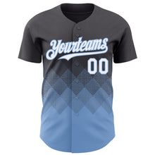 Load image into Gallery viewer, Custom Steel Gray White-Light Blue 3D Gradient Square Shape Authentic Baseball Jersey
