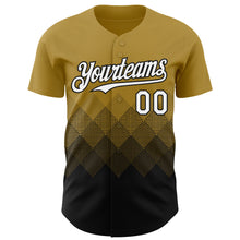 Load image into Gallery viewer, Custom Old Gold White-Black 3D Gradient Square Shape Authentic Baseball Jersey
