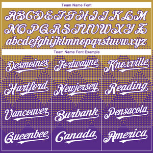 Custom Old Gold White-Purple 3D Gradient Square Shape Authentic Baseball Jersey