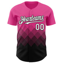 Load image into Gallery viewer, Custom Pink White-Black 3D Gradient Square Shape Authentic Baseball Jersey
