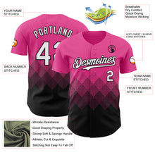 Load image into Gallery viewer, Custom Pink White-Black 3D Gradient Square Shape Authentic Baseball Jersey
