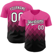 Load image into Gallery viewer, Custom Pink White-Black 3D Gradient Square Shape Authentic Baseball Jersey
