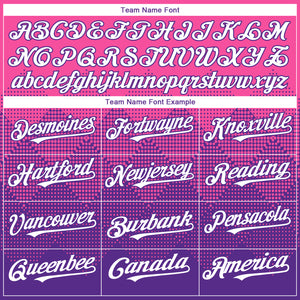 Custom Pink White-Purple 3D Gradient Square Shape Authentic Baseball Jersey