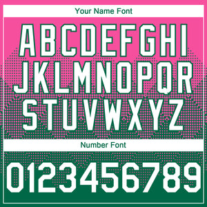 Custom Pink White-Kelly Green 3D Gradient Square Shape Authentic Baseball Jersey