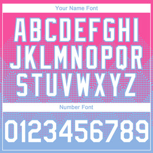 Custom Pink White-Light Blue 3D Gradient Square Shape Authentic Baseball Jersey