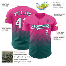 Load image into Gallery viewer, Custom Pink White-Teal 3D Gradient Square Shape Authentic Baseball Jersey
