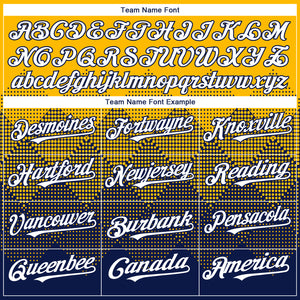 Custom Gold White-Navy 3D Gradient Square Shape Authentic Baseball Jersey