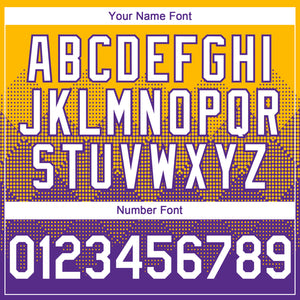 Custom Gold White-Purple 3D Gradient Square Shape Authentic Baseball Jersey