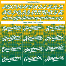 Load image into Gallery viewer, Custom Gold White-Kelly Green 3D Gradient Square Shape Authentic Baseball Jersey
