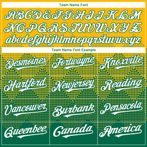 Custom Gold White-Kelly Green 3D Gradient Square Shape Authentic Baseball Jersey