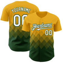 Load image into Gallery viewer, Custom Gold White-Green 3D Gradient Square Shape Authentic Baseball Jersey
