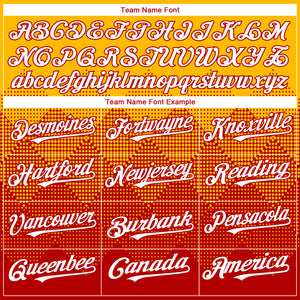 Custom Gold White-Red 3D Gradient Square Shape Authentic Baseball Jersey
