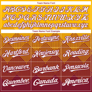 Custom Gold White-Crimson 3D Gradient Square Shape Authentic Baseball Jersey