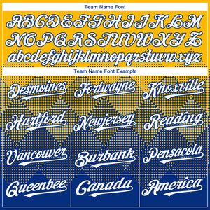 Custom Gold White-Royal 3D Gradient Square Shape Authentic Baseball Jersey