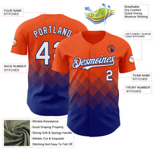 Load image into Gallery viewer, Custom Orange White-Royal 3D Gradient Square Shape Authentic Baseball Jersey
