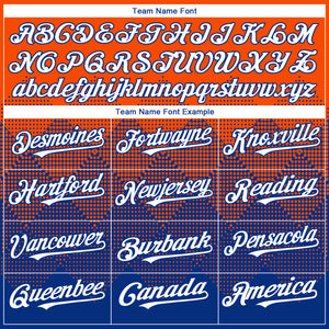 Custom Orange White-Royal 3D Gradient Square Shape Authentic Baseball Jersey