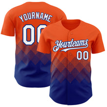 Load image into Gallery viewer, Custom Orange White-Royal 3D Gradient Square Shape Authentic Baseball Jersey
