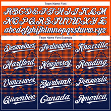 Load image into Gallery viewer, Custom Orange White-Navy 3D Gradient Square Shape Authentic Baseball Jersey
