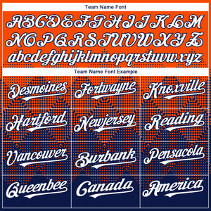 Custom Orange White-Navy 3D Gradient Square Shape Authentic Baseball Jersey