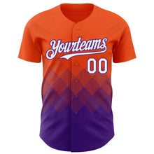 Load image into Gallery viewer, Custom Orange White-Purple 3D Gradient Square Shape Authentic Baseball Jersey
