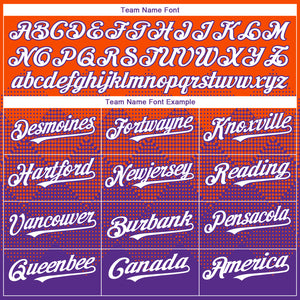 Custom Orange White-Purple 3D Gradient Square Shape Authentic Baseball Jersey