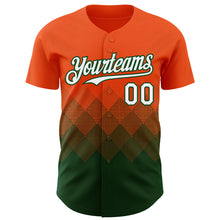 Load image into Gallery viewer, Custom Orange White-Green 3D Gradient Square Shape Authentic Baseball Jersey
