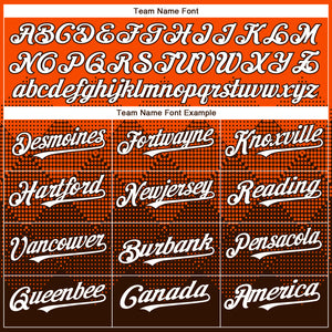 Custom Orange White-Brown 3D Gradient Square Shape Authentic Baseball Jersey
