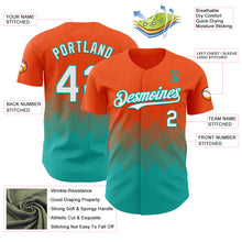 Load image into Gallery viewer, Custom Orange White-Aqua 3D Gradient Square Shape Authentic Baseball Jersey
