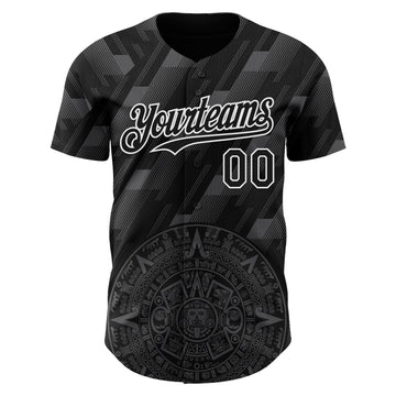 Custom Black Steel Gray-White 3D Mexico Authentic Baseball Jersey