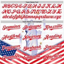 Load image into Gallery viewer, Custom White Fire Red 3D Patriotic American Flag And Statue of Liberty Authentic Baseball Jersey
