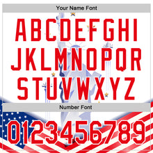 Load image into Gallery viewer, Custom White Fire Red 3D Patriotic American Flag And Statue of Liberty Authentic Baseball Jersey
