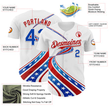Load image into Gallery viewer, Custom White Thunder Blue-Red 3D Patriotic American Flag Authentic Baseball Jersey
