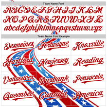 Load image into Gallery viewer, Custom White Thunder Blue-Red 3D Patriotic American Flag Authentic Baseball Jersey
