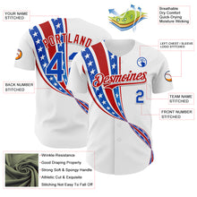 Load image into Gallery viewer, Custom White Thunder Blue-Red 3D Patriotic American Flag Authentic Baseball Jersey
