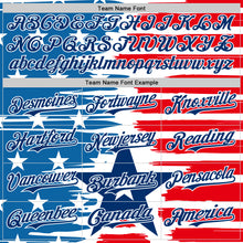 Load image into Gallery viewer, Custom White US Navy Blue-Red 3D Patriotic American Flag Authentic Baseball Jersey
