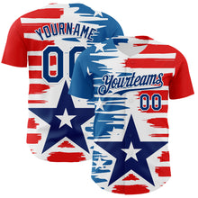 Load image into Gallery viewer, Custom White US Navy Blue-Red 3D Patriotic American Flag Authentic Baseball Jersey
