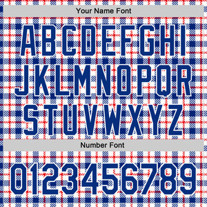 Custom White Royal-Red 3D Pattern Design Patriotic American Symbol Plaid Authentic Baseball Jersey