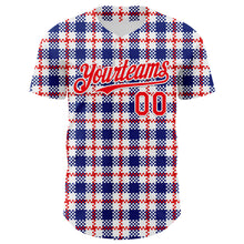 Load image into Gallery viewer, Custom White Fire Red-Royal 3D Pattern Design Patriotic American Symbol Plaid Authentic Baseball Jersey
